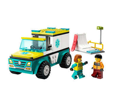 Lego City ambulancia y chico snowboard